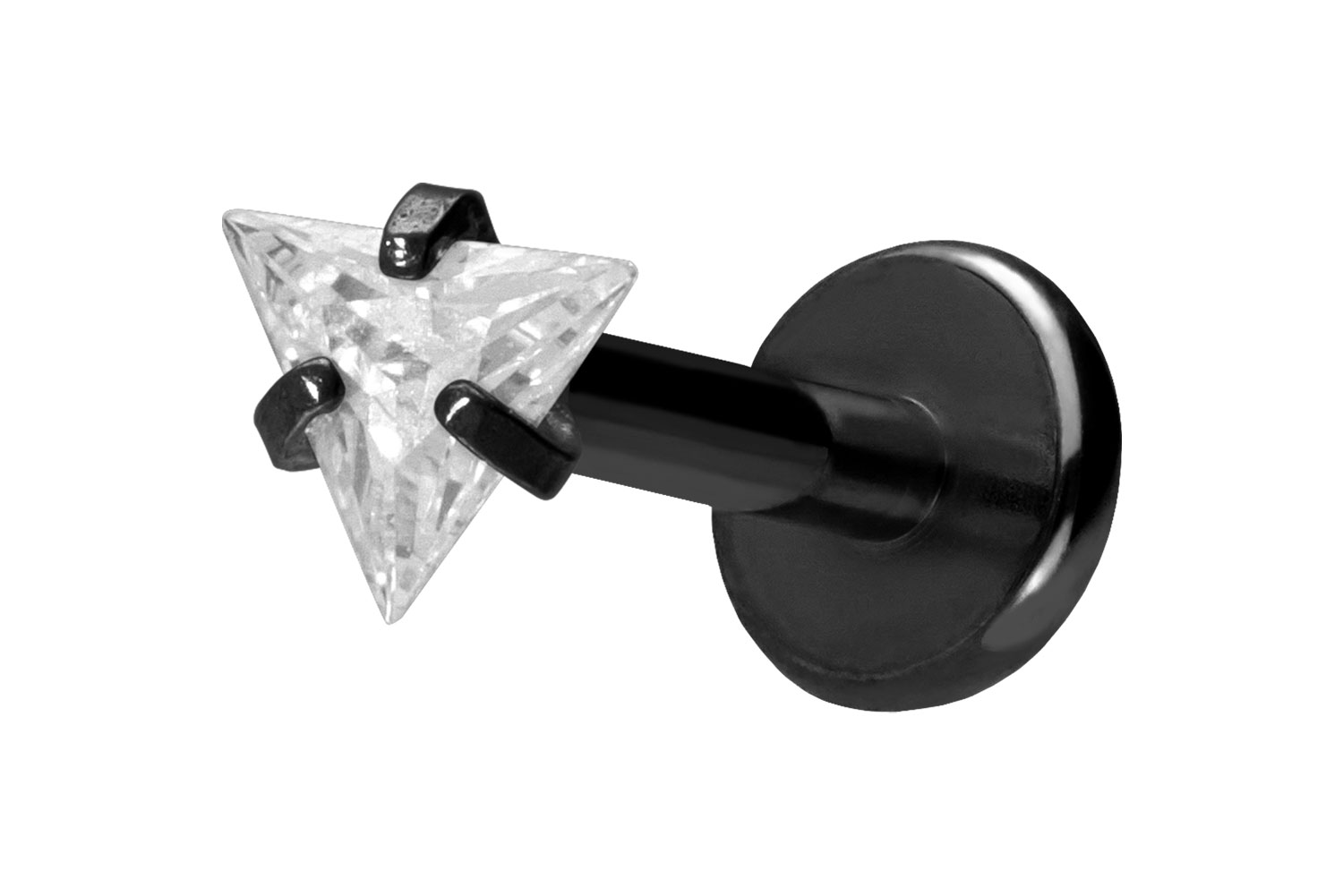 Titan Labret Piercing mit Push Fit EINGEFASSTES KRISTALLDREIECK